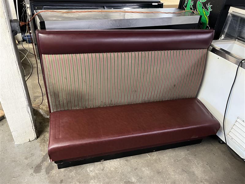 Upholstered Restaurant Booth, Red and Green Stripes